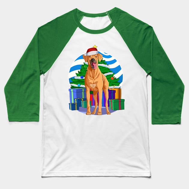 Rhodesian Ridgeback Dog Cute Santa Christmas Gift Baseball T-Shirt by Noseking